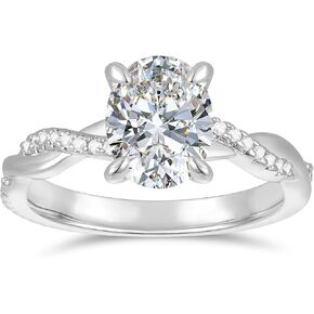 14K 2ct Oval Moissanite Ring 14K Gold Twisted Oval Moissanite Engagement Ring 14K Gold Rings for Women in Kuwait