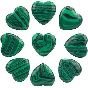10 قطع من أحجار كريستال شفاء القلب، أحجار كوارتز للقلق، هدية عيد الحب للنساء، أحجار كريمة منحوتة على شكل قلب من أجل تأمل موازنة طاقة الريكي 0.8 بوصة (ملكيت) in Kuwait