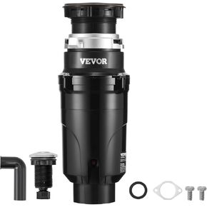 VEVOR Garbage Disposal, 3/4 HP 3260RPM Continuous Feed Food Waste Disposer, 3-Bolt Mount Food Waste Grinding System with Sound Reduction, Power Cord & Splash Guard for Kitchen Sinks in Kuwait