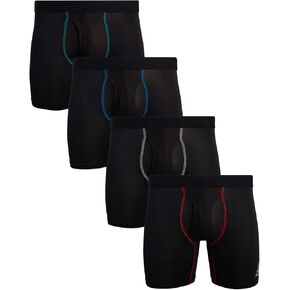 Reebok Men's Boxer Briefs - 4 Pack Soft Performance Boxers for Men with Fly Pouch - Quick Dry Active Mens Underwear Pack S-XL, Size X-Large, Pure Blacks in Kuwait