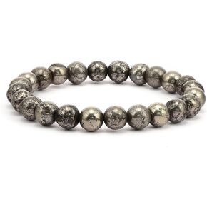 Lab Certified Pyrite Healing Bracelet – 8mm Natural Gemstone Beads, Stretch Elastic Bracelet for Women & Men in Saudi Arabia