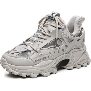 Men's Fashion Leather High Top Lace Up Chunky Platform Sneakers Casual Non Slip Round Toe Driving Walking Jogging Tennis Training Shoes in Saudi Arabia
