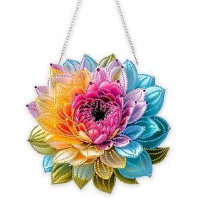 Eiflow DIY Hanging Diamond Art Kit Violet Flower, Acrylic Diamonds Painting Pendant Board Kit Flower, 5D Gem Art Ornament Kit for Adults, Double Sided in Kuwait