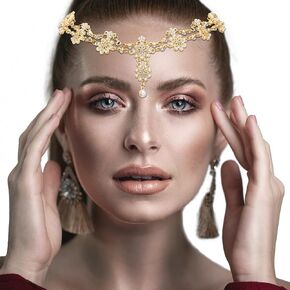 Head Chain Jewelry Headpiece Rhinestone Wedding Headband Headpiece Bohemian Style Rhinestone Headband Diamond Head Chain Hair Accessories for Women Hair Decoration(Silver) in Kuwait