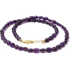 A&M GEMS & JEWELS Natural Gemstone 6-7 mm Smooth Nuggets Beads Handmade Beaded Choker Necklace 925 Sterling Silver Over 14k Gold Plated Jewelry for Women in Saudi Arabia