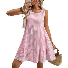 Women's Summer Short Sleeve Party Dress Flowy Dress Beach Sundress Vacation Outfits in Saudi Arabia