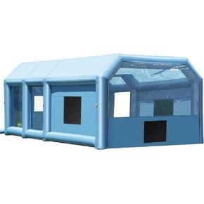 VEVOR 23 x 13.1 x 9 ft Portable Paint, Featuring 750W+480W High-Power Blowers and Air Filtration System, Inflatable Spray Booth for Small Trucks and Large Motorcycle, Blue in Kuwait