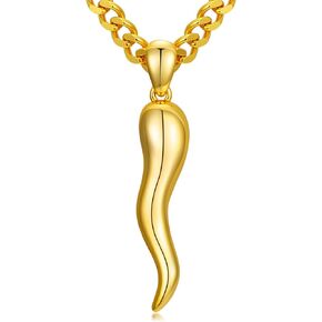 18K Gold Italian Horn Necklace for Men Cornicello Pendant Italian Amulet Horn jewelry(with Gift Box) in Saudi Arabia