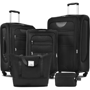 Luggage Sets 5 Piece Softside Expandable Lightweight Durable Softshell Suitcase Sets Spinner Wheels TSA Lock in Saudi Arabia