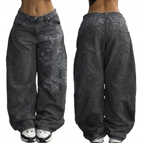 Low Rise Baggy Jeans Y2k Pants for Women, 90s Skater Jeans Baggy 2000s Vintage Grunge Streetwear Pants Oversized Denim in Saudi Arabia
