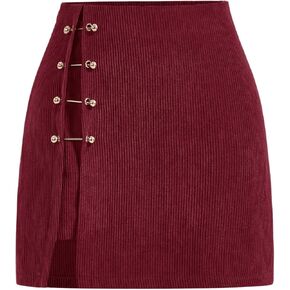 تنورة نسائية من Floerns بحاشية مقسمة ذات حلقات معدنية على شكل حرف A تنورة صغيرة in Kuwait