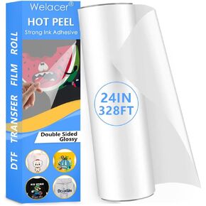 DTF Transfer Movie Roll 17 Inch × 328 قدمًا للتسامي من الجانب المزدوج صفائح المعالجة الصافية ، ورق نقل حرارة الحيوانات الأليفة لطابعة Epson Inkjet Direct (Peel Hot & Cold) in Kuwait