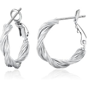 Lightweight Twisted Hoop Earring Hypoallergenic 925 Sterling Silver Twist Earring for Women Trendy 14k Gold Plated Braided Hoop Earrings Gift for Chrismas Birthday 20/30/40mm in Saudi Arabia