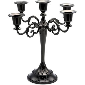 Black Candelabra Candle Holders for Pillar Candles 10.6 inch Tall, 5 Candle Candlestick Holder for 1/2-1 inch Taper Candles Halloween Candelabra Decoration Easy Assembly (Black) in Saudi Arabia