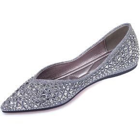 Women's Flats Comfortable Pointed Rhinestone Ballet Flats Soft Memory Foam Insole for Women Sparkle Elegant Dress Shoes Blue 11 in Saudi Arabia