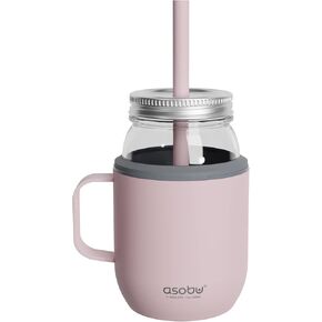 asobu Moonshine Mason جرة مع غلاف معزول من الفولاذ المقاوم للصدأ والتعامل مع الزوجي كقدح 16 أوقية (أحمر) in Kuwait