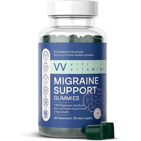 Migraine Gummy – Headache and Migraine Relief Supplement with Magnesium Glycinate, CoQ10, Feverfew, B6, Ginger, and Riboflavin – 60 Gummies in Saudi Arabia