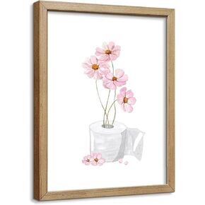 Pink Floral Bathroom Wall Art Toilet Paper Flower Wall Decor Painting Minimalism Girly Bathroom Canvas Prints Pink Preppy Girls Toilet Paper Posters Pictures Ready To Hang 8x10in Framed in Saudi Arabia