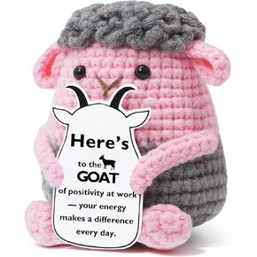 Positive Crochet Goat–Handmade Emotional Support Gift for Women Men, Stress Relief Desk Decor, Encouragement Present for Coworkers Friends Mom Dad Birthday Christmas Stocking Stuffers (Friend) in Saudi Arabia