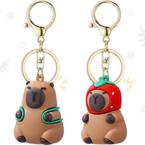 Nosiny 2 Pcs Capybara Keychain Pendant Charm Cute Capybara Keychain Animals Backpack Charm Stuff for Christmas Gift Exchange Birthday Party Favors Easter Filling in Saudi Arabia