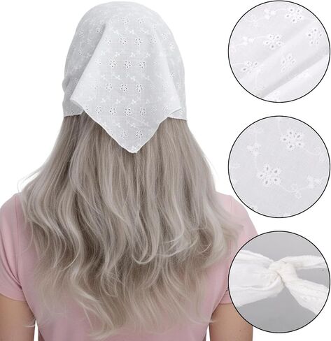 Black Lace Bandana Headband Scarf White Eyelet Lace Bandana Hair Scarf Triangle Headscarf for Women Flower Eyelet Hair Kerchief for Sweet Women Boho in Saudi Arabia