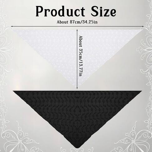 Black Lace Bandana Headband Scarf White Eyelet Lace Bandana Hair Scarf Triangle Headscarf for Women Flower Eyelet Hair Kerchief for Sweet Women Boho in Saudi Arabia