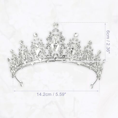 Women Faux Crystal Queen Crowns Tiara, Princess Rhinestone Tiaras, Bride Wedding Birthday Party Cosplay Hair Accessories, Silver Tone White in Saudi Arabia