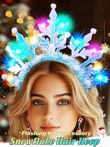 EARENT Light Up Snowflake Headpiece Christmas Headband LED Xmas Hair band Costume Hair Accessories for Women in Saudi Arabia