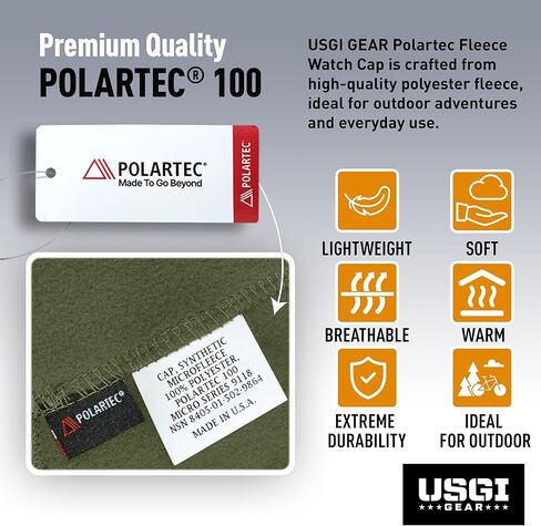 GI Polartec® 100 Fleece Watch Cap Beanie – Cold Weather Tactical & Outdoor Hat – Made in USA in Saudi Arabia