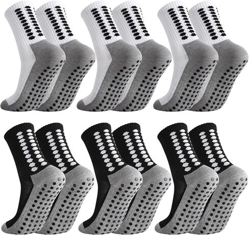 6 Pairs Grip Soccer Socks Anti Slip Athletic Socks Non Slip Sports Football Baseball Soccer Sock for Men Women in Saudi Arabia