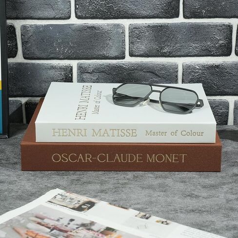 Beautiful Decorative Book Set - 2 Linen-Covered Faux Books for Home Decor | Coffee Table, Beautiful Fake/Faux Books for Modern Home Decoration, Photo Storage and as a Keepsake Box (Brown+White) in Saudi Arabia