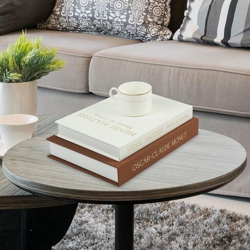 Beautiful Decorative Book Set - 2 Linen-Covered Faux Books for Home Decor | Coffee Table, Beautiful Fake/Faux Books for Modern Home Decoration, Photo Storage and as a Keepsake Box (Brown+White) in Saudi Arabia