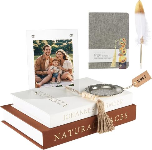 Decorative Book Set – 2 Faux Linen Books for Coffee Table & Bookshelf Décor, Aesthetic Home Accents for Modern Home Decoration, Photo Storage and as a Keepsake Box in Saudi Arabia