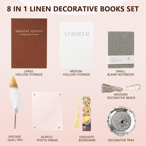 Decorative Book Set – 2 Faux Linen Books for Coffee Table & Bookshelf Décor, Aesthetic Home Accents for Modern Home Decoration, Photo Storage and as a Keepsake Box in Saudi Arabia
