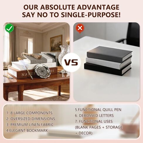 Decorative Book Set – 2 Faux Linen Books for Coffee Table & Bookshelf Décor, Aesthetic Home Accents for Modern Home Decoration, Photo Storage and as a Keepsake Box in Saudi Arabia
