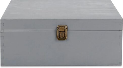 makerflo Large Grey Pine Wood Memory Box with Black Felt Inside, Hinged with Clasp, Keepsake Wooden Box Ideal for Craft and Personalization (Laser Engraving, Epoxy, UV DTF, and Vinyl) – Pack of 1 in Saudi Arabia