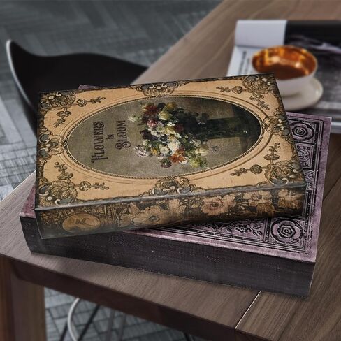 Premium Canvas Book Shaped Box with Gold Foil Decorative Storage,Secret Safe for Valuables, Remote Control Holder Elegant Home Office Decor Large Size Box in Saudi Arabia