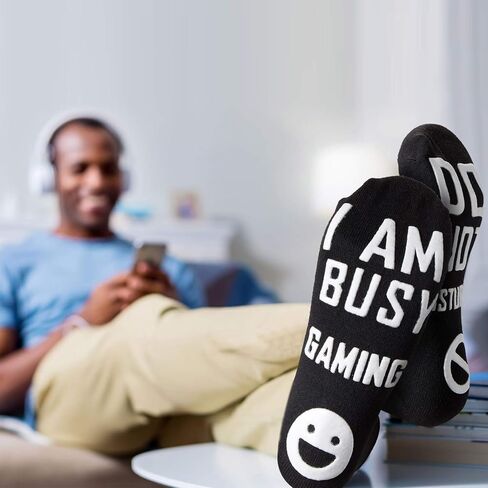 Do Not Disturb I'm Busy Gaming Socks Novelty Gamer Socks with Grip for Most People in Saudi Arabia