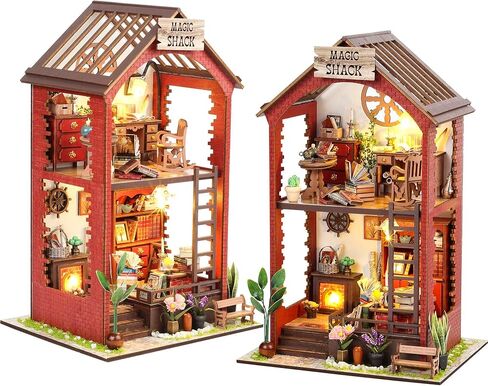 Flever Dollhouse DIY Book Nook Miniature Kit, DIY Booknook Bookshelf Insert Decor, 3D Wooden Puzzle Booknook Miniature Kit for Creative Assembled Bookends (Soul Bookstore) in Kuwait