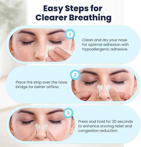Nasal Strips for Snoring & Nasal Congestion Relief, 90 Count, Comfortable Fit, Instant Breathing Improvement, Anti-Snoring Solution for Sleep in Kuwait
