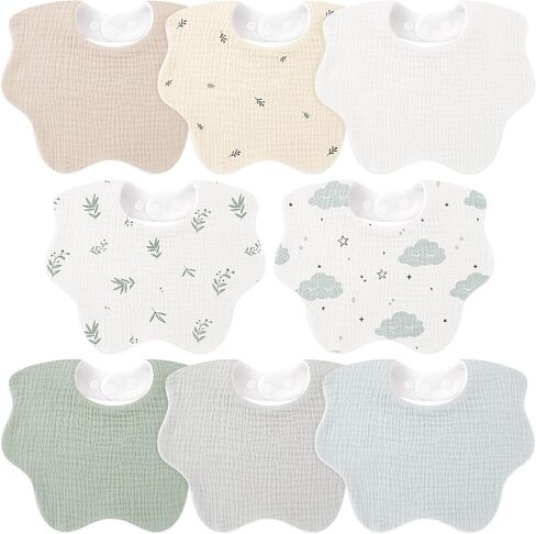 Bearmoss 100 ٪ Cotton Muslin Baby Bibs 8-Pack Baby Bandana سال لعابه للجنسين Baby Boy in Kuwait