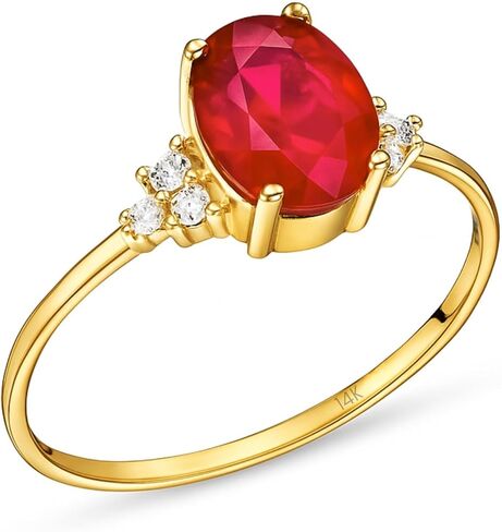 14K Solid Gold Oval Cut Ruby Ring, Elegant July Birthstone Jewelry, Engagement Solitaire Ring in Saudi Arabia
