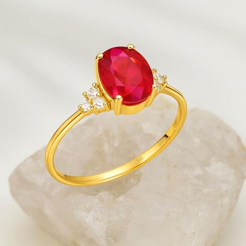 14K Solid Gold Oval Cut Ruby Ring, Elegant July Birthstone Jewelry, Engagement Solitaire Ring in Saudi Arabia