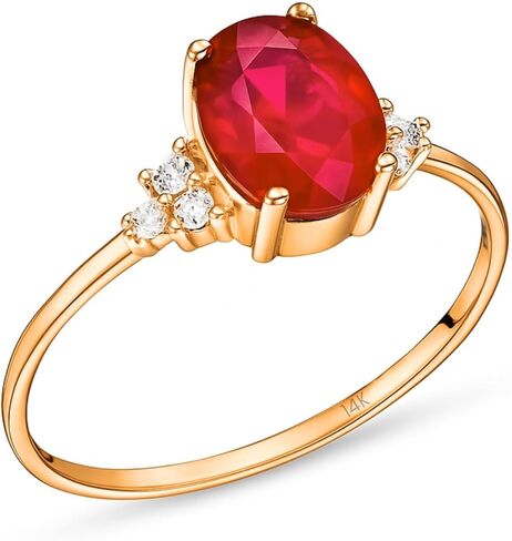 14K Solid Gold Oval Cut Ruby Ring, Elegant July Birthstone Jewelry, Engagement Solitaire Ring in Saudi Arabia
