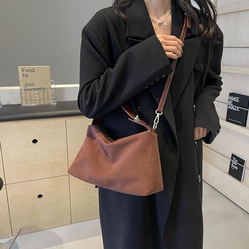 Suede Purses for Women Small Suede Crossbody Bag Retro Shoulder Handbag Top-Handle Tote Bags in Saudi Arabia