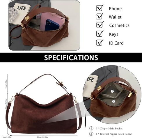Suede Purses for Women Small Suede Crossbody Bag Retro Shoulder Handbag Top-Handle Tote Bags in Saudi Arabia
