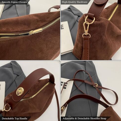 Suede Purses for Women Small Suede Crossbody Bag Retro Shoulder Handbag Top-Handle Tote Bags in Saudi Arabia