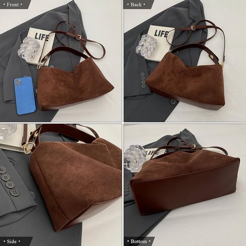 Suede Purses for Women Small Suede Crossbody Bag Retro Shoulder Handbag Top-Handle Tote Bags in Saudi Arabia