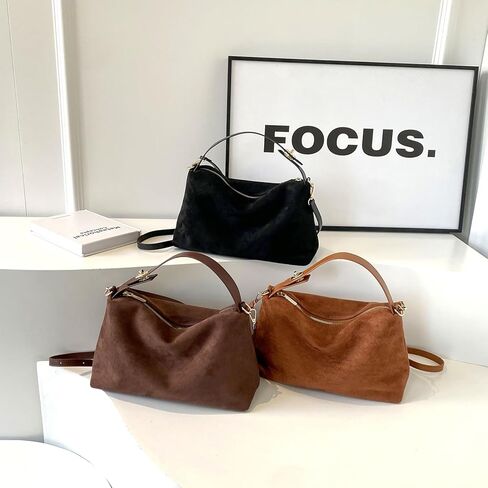 Suede Purses for Women Small Suede Crossbody Bag Retro Shoulder Handbag Top-Handle Tote Bags in Saudi Arabia