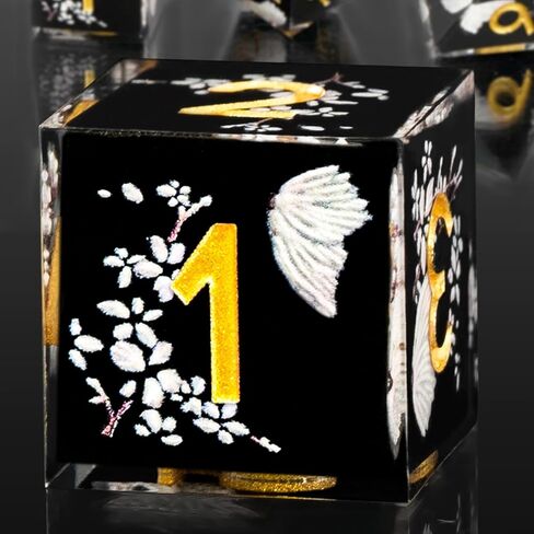 DND Resin Dice Dragon Eye Liquid Core Dice Set Sharp Edged Dice Set with Box, Dungeons and Dragons Polyhedral Dice, D&D RPG Role Playing Games (Bluish Red) in Kuwait